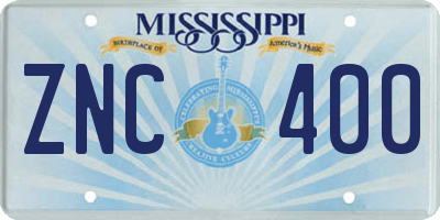 MS license plate ZNC400