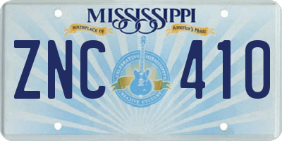 MS license plate ZNC410