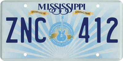 MS license plate ZNC412