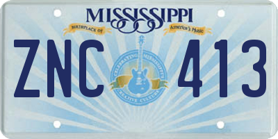 MS license plate ZNC413