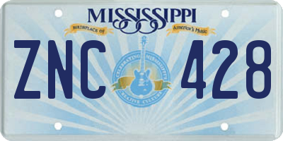 MS license plate ZNC428