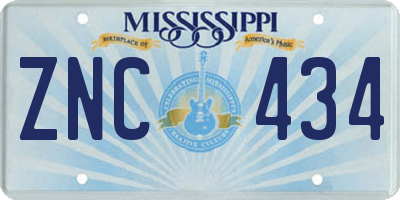MS license plate ZNC434