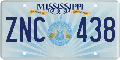 MS license plate ZNC438
