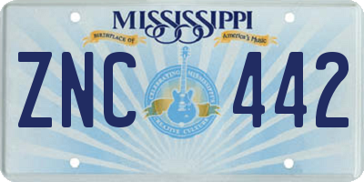 MS license plate ZNC442