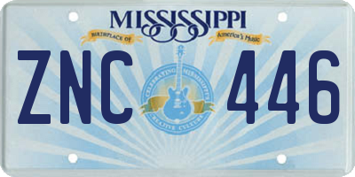 MS license plate ZNC446