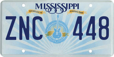 MS license plate ZNC448