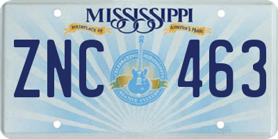 MS license plate ZNC463