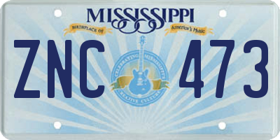 MS license plate ZNC473