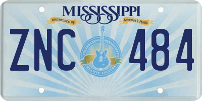 MS license plate ZNC484
