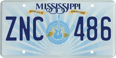 MS license plate ZNC486