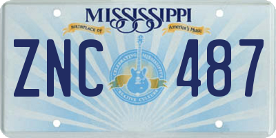 MS license plate ZNC487