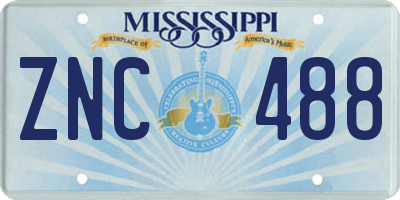 MS license plate ZNC488