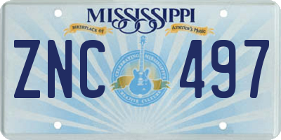 MS license plate ZNC497