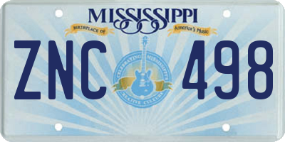 MS license plate ZNC498