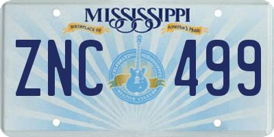 MS license plate ZNC499