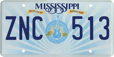 MS license plate ZNC513