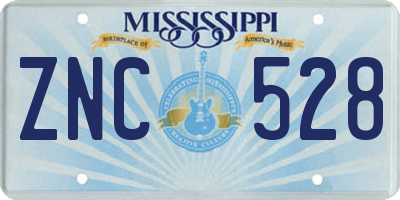 MS license plate ZNC528