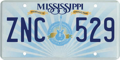 MS license plate ZNC529