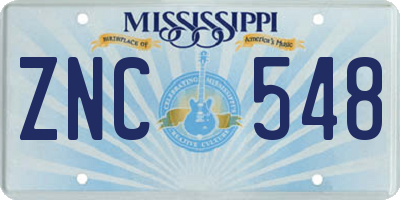 MS license plate ZNC548