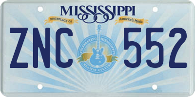 MS license plate ZNC552