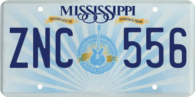 MS license plate ZNC556