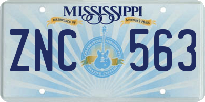 MS license plate ZNC563