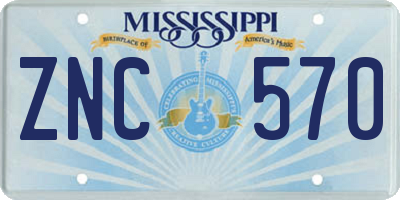 MS license plate ZNC570