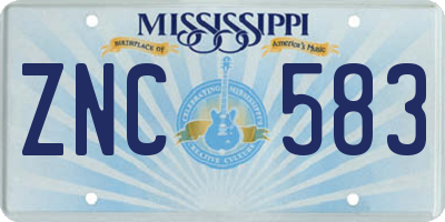 MS license plate ZNC583