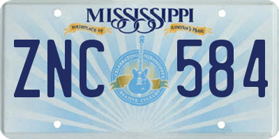 MS license plate ZNC584
