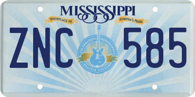 MS license plate ZNC585