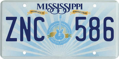 MS license plate ZNC586