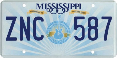 MS license plate ZNC587