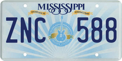 MS license plate ZNC588