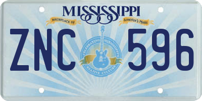 MS license plate ZNC596