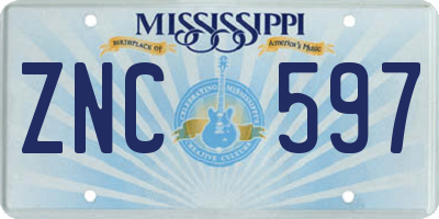 MS license plate ZNC597