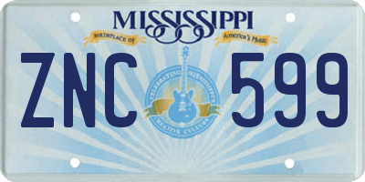 MS license plate ZNC599