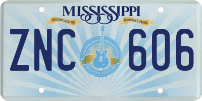MS license plate ZNC606