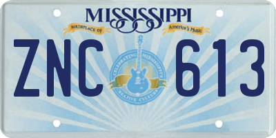 MS license plate ZNC613