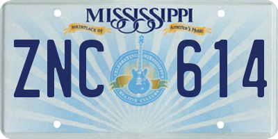 MS license plate ZNC614
