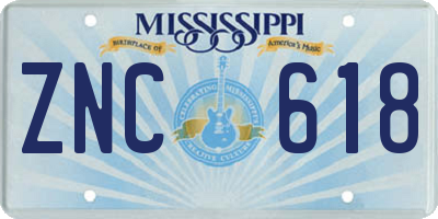 MS license plate ZNC618