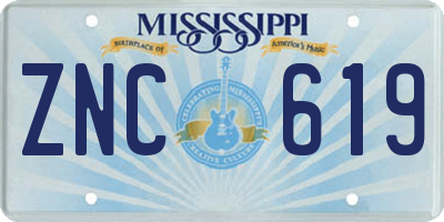 MS license plate ZNC619