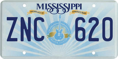 MS license plate ZNC620