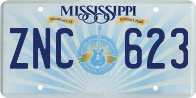 MS license plate ZNC623