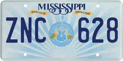 MS license plate ZNC628