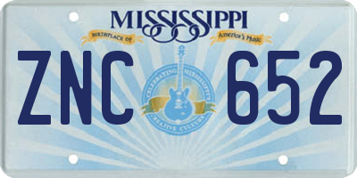 MS license plate ZNC652