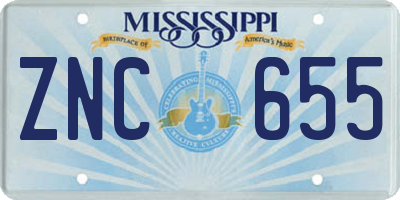 MS license plate ZNC655