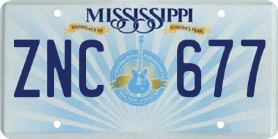 MS license plate ZNC677