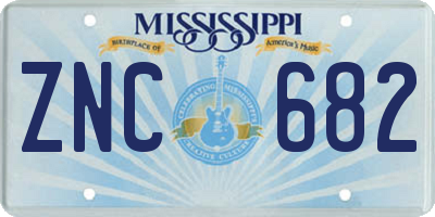 MS license plate ZNC682