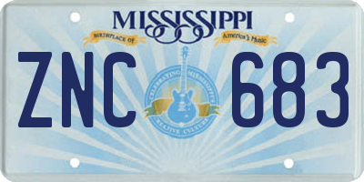 MS license plate ZNC683