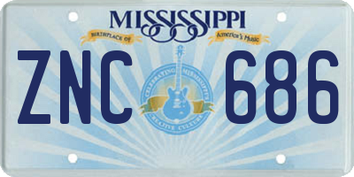 MS license plate ZNC686